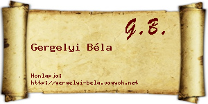 Gergelyi Béla névjegykártya
